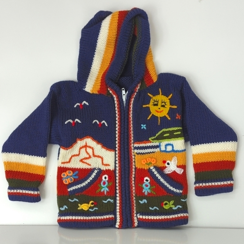 Peruvian Wool Knitted Colorful Children's Hoodie